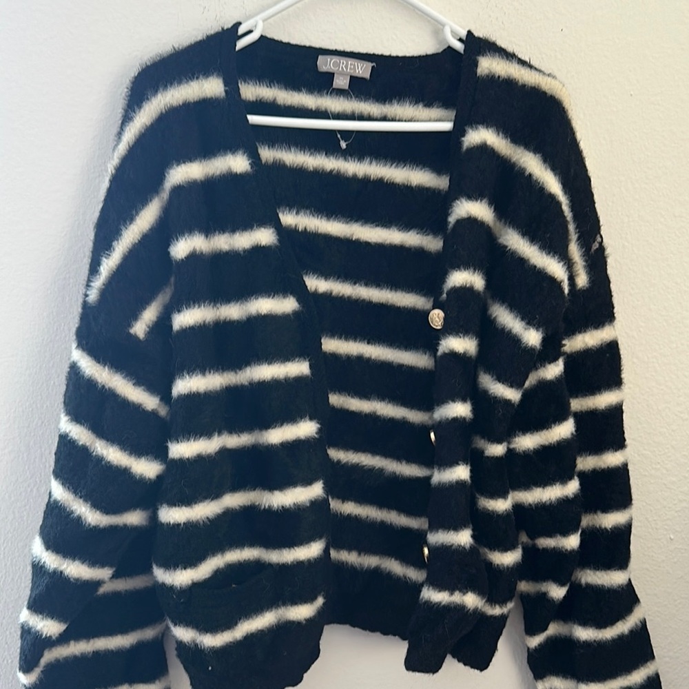 J. Crew Black and White Striped Women's Sweater